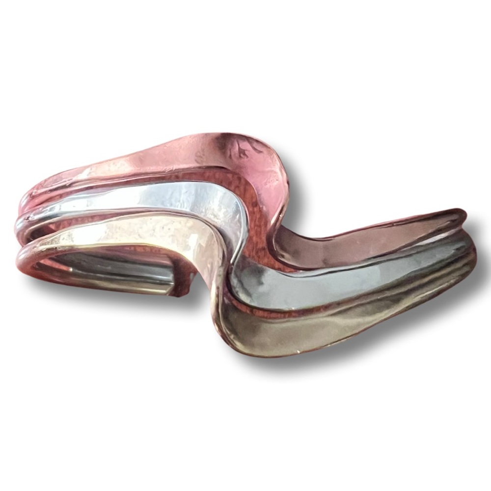 Sterling Silver And Solid Brass Cuff Bracelet - image 1